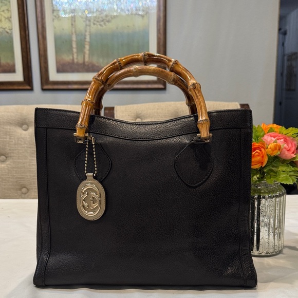 Authentic Gucci Black Tote with Bamboo Handles - Picture 1 of 12